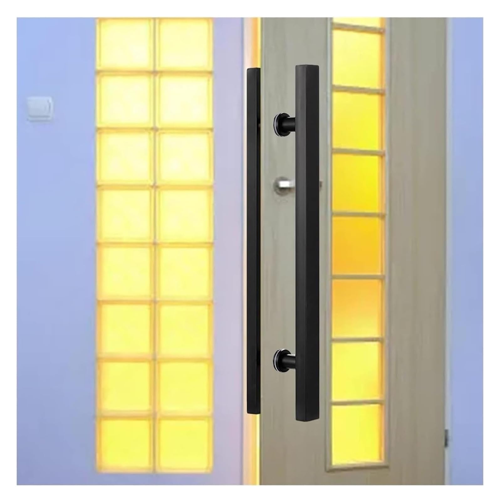 CWCQGH Push Pull Door Handle, Sliding Barn Door Handle, Entry Door Handle Stainless Steel, Indoor Outdoor Front Door Wood Barn Hardware,Length 60cm(24inch)