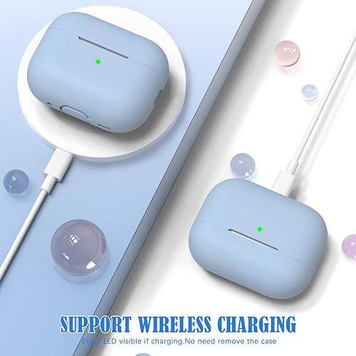 Miniatura 7 de Funda para AirPods Pro de 2 generación, anticaídas de silicona suave de grado militar, absorbe los golpes, llavero y kit de limpieza, LED frontal