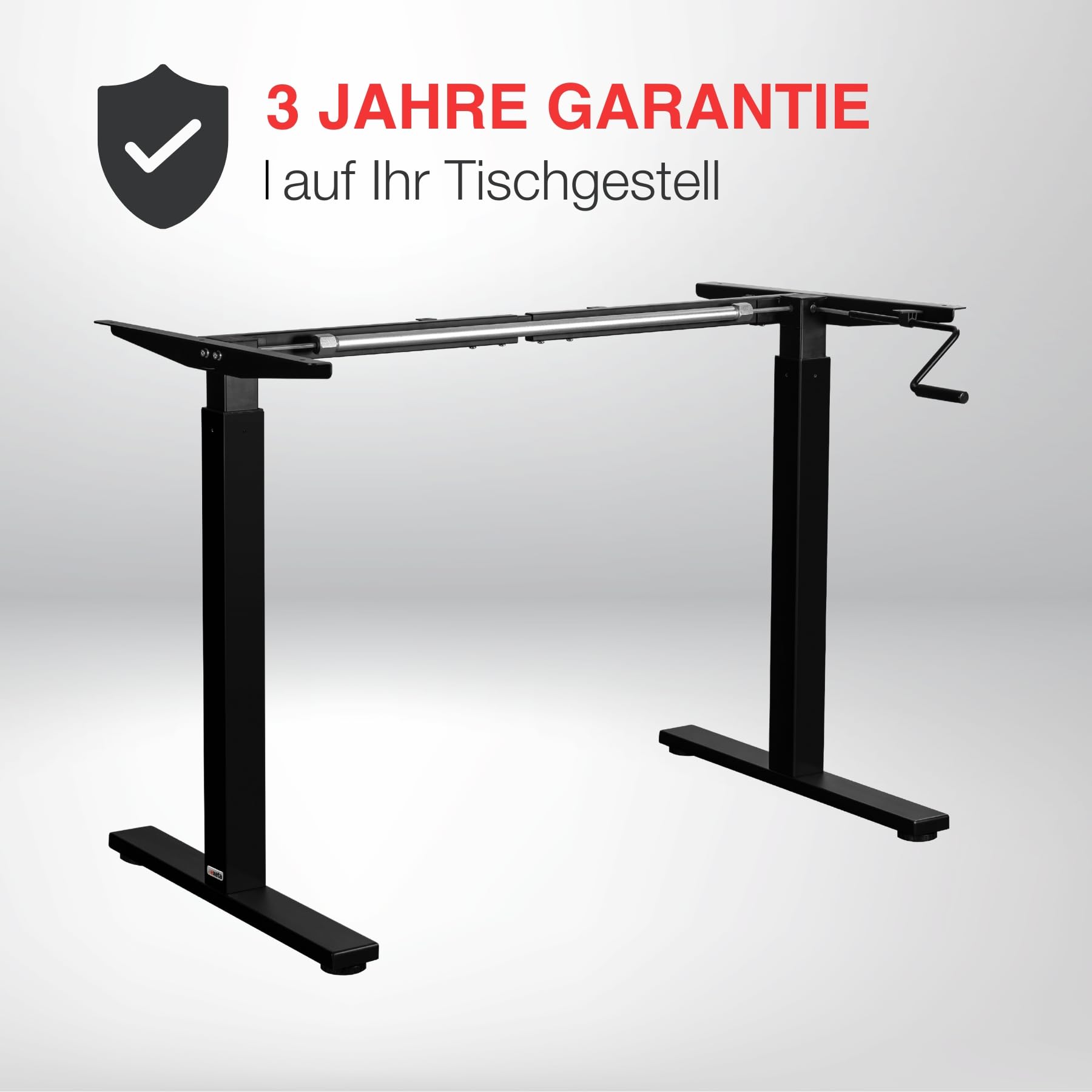 ergoM Schreibtischgestell höhenverstellbar mit Kurbel in schwarz I Tischgestell höhenverstellbar von 73-121cm I Höhenverstellbarer Schreibtisch manuell perfekt fürs Büro & Homeoffice (Schwarz)