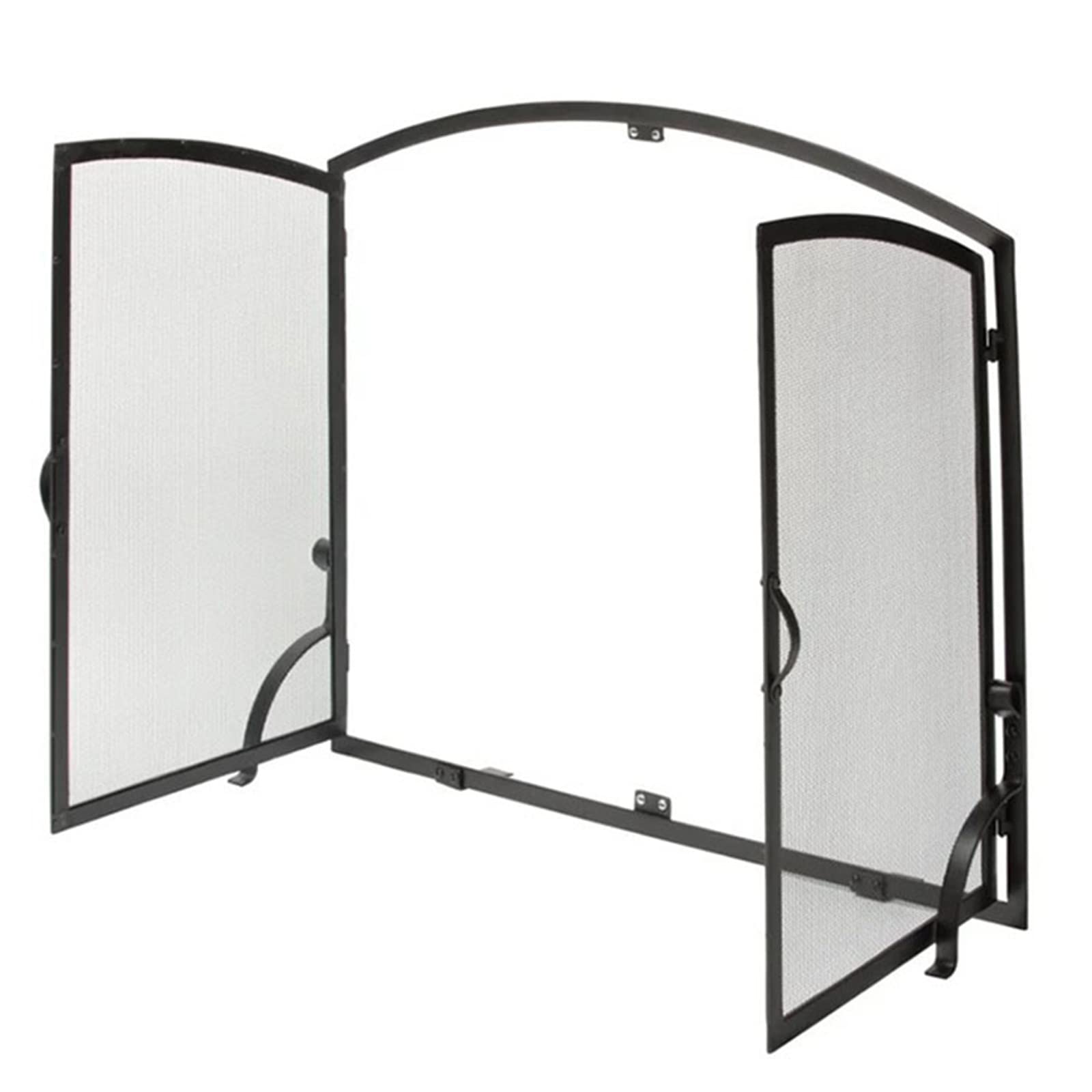 Parascintille per Camino Artigianale con Doppie Ante, parascintille in Ferro battuto per Legna/Carbone, antiscottatura.