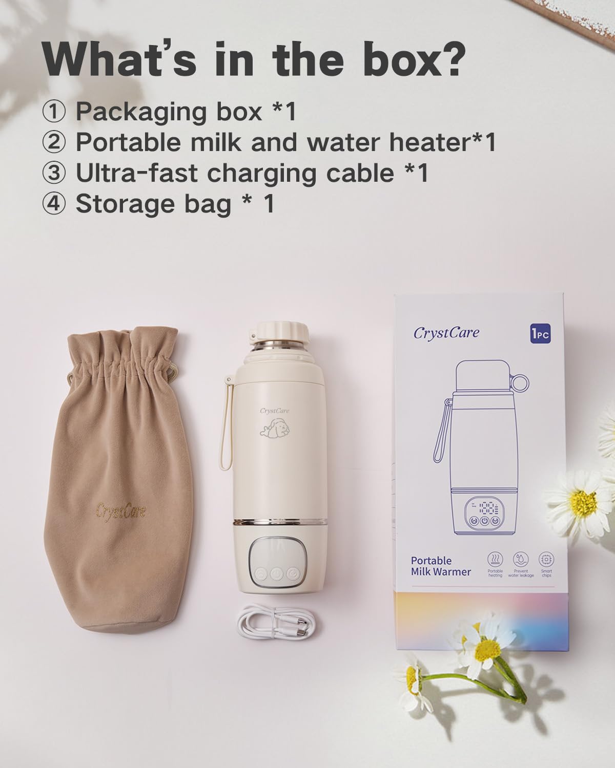 Scaldabiberon portatile da viaggio, riscaldamento rapido per latte materno e latte artificiale con batteria da 16.000 mAh, scalda latte per bambini in viaggio, scaldabiberon per auto, aereo