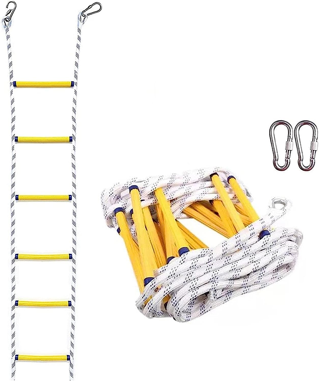 Fire Escape Rope Ladder With Hook, Suitable For Adults To From Windows And Balconies, Rapid Deployment(25m/82ft)