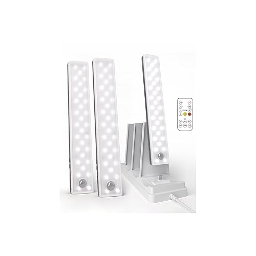 EZVALO 3-Pack Under Cabinet Lighting with Charging Station, 2000mAh Rechargeable