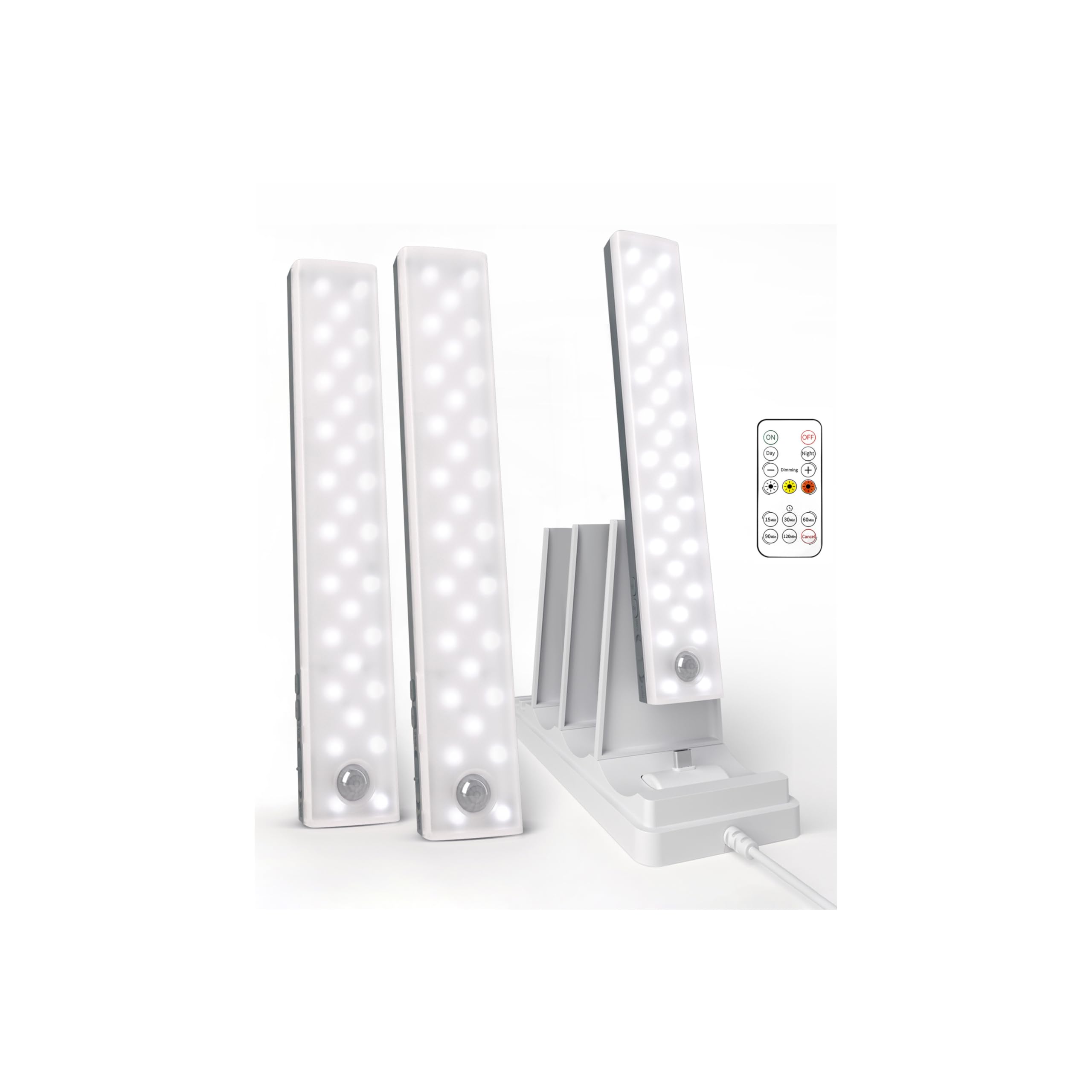 EZVALO Luci LED Con Sensore Di Movimento – Confezione Da 3, Ricaricabili USB-C, 5300K, Dimmerabili, Con Telecomando, Per Cucina, Armadio, Garage