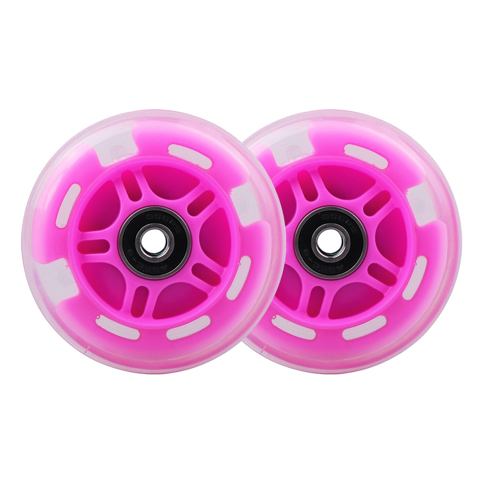 Ruedas de repuesto para patinete con luz LED de 120 mm y 80 mm, intermitente colorido, compatible con Micro Mini, Maxi Deluxe, Globber de 3 ruedas para niños, juego de 4 (rosa)