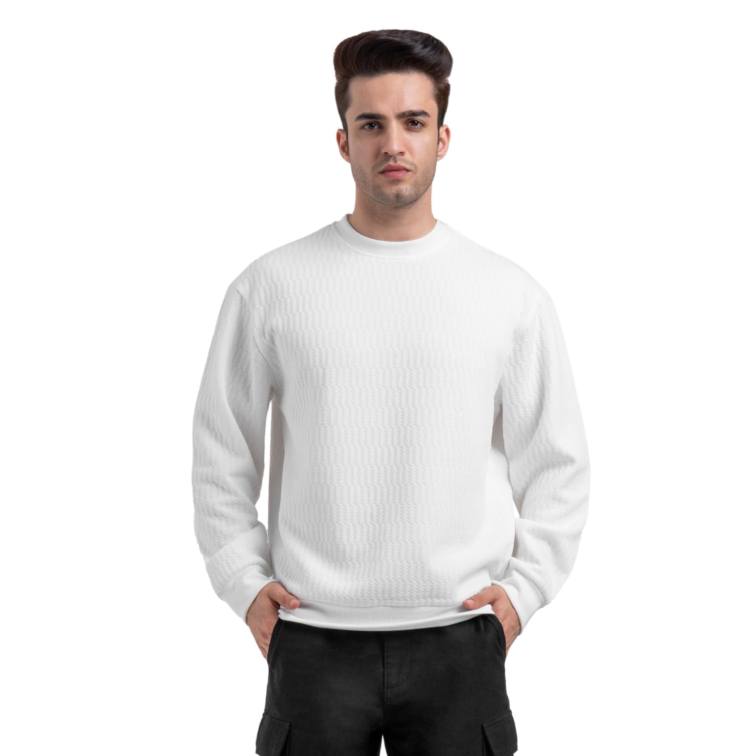 red tape White Winter Baggy Sweatshirt for Men-picture-19