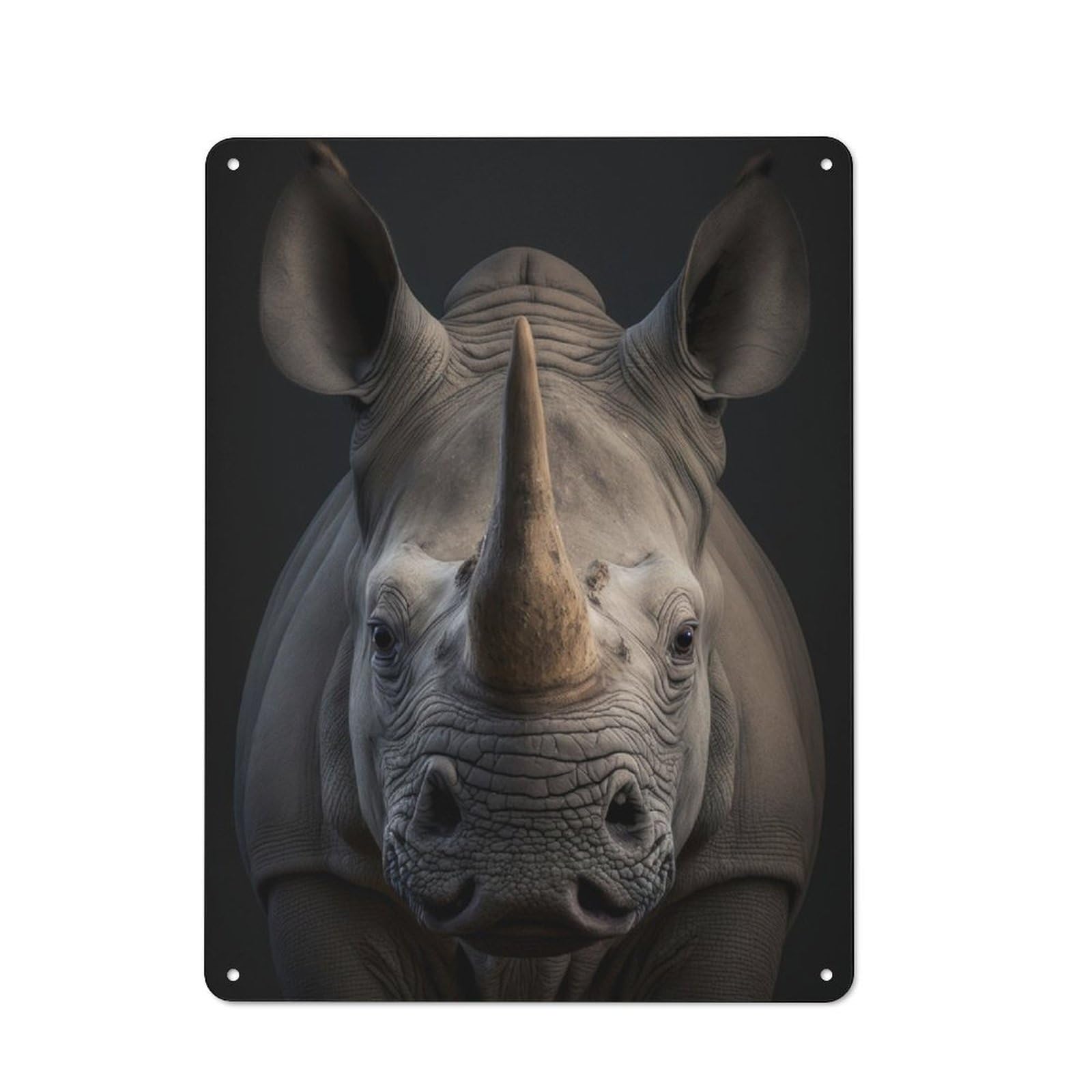 Junmoney Rhino Ai Generative Tin Wall Plaque 40X30cm With For Pub Or Café, For Collectors Of Retro Metal Wall Decor