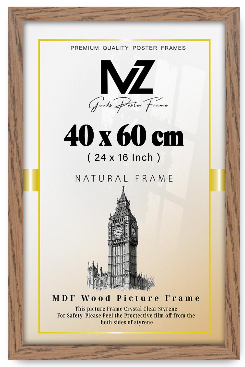 Mz Goods Dark Oak | Mdf Picture Frame (40 X 60 Cm) 400 X 600 Mm For Sketch Art, Watercolor Paintings & Home Interiors, Mdf Build, Easy Wall Mounting Hooks [ ]