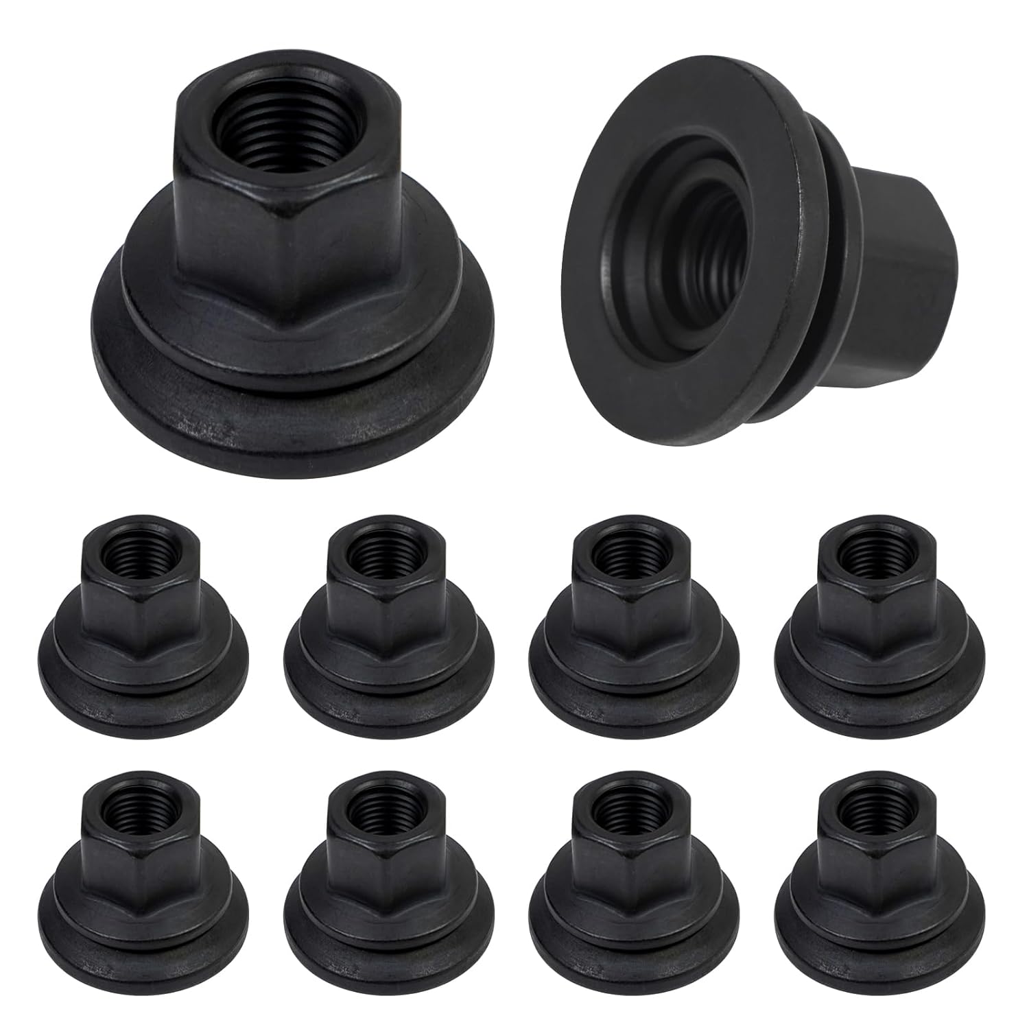 Wheel Lug Nut (OEM Part #6509424AA) Compatible with Dodge Ram 3500/4000/4500/5500 Models (2012-2022) M14-1.50 Flange 22mm Hex 28.5mm Length Replace 611-936 Pack of 10pcs