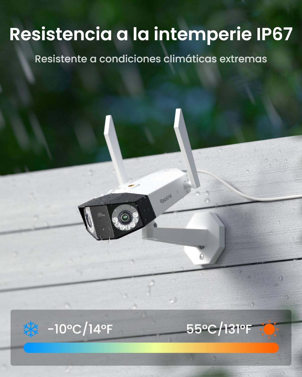 Reolink 16MP Camara Vigilancia WiFi Exterior con Doble Lente, Vista Panorámica de 180°, Trayectoria, Detección Inteligente, Wi-Fi 6 de 2,4/5GHz, Foco de Visión Nocturna, Grabación 24/7, Duo 3 WiFi