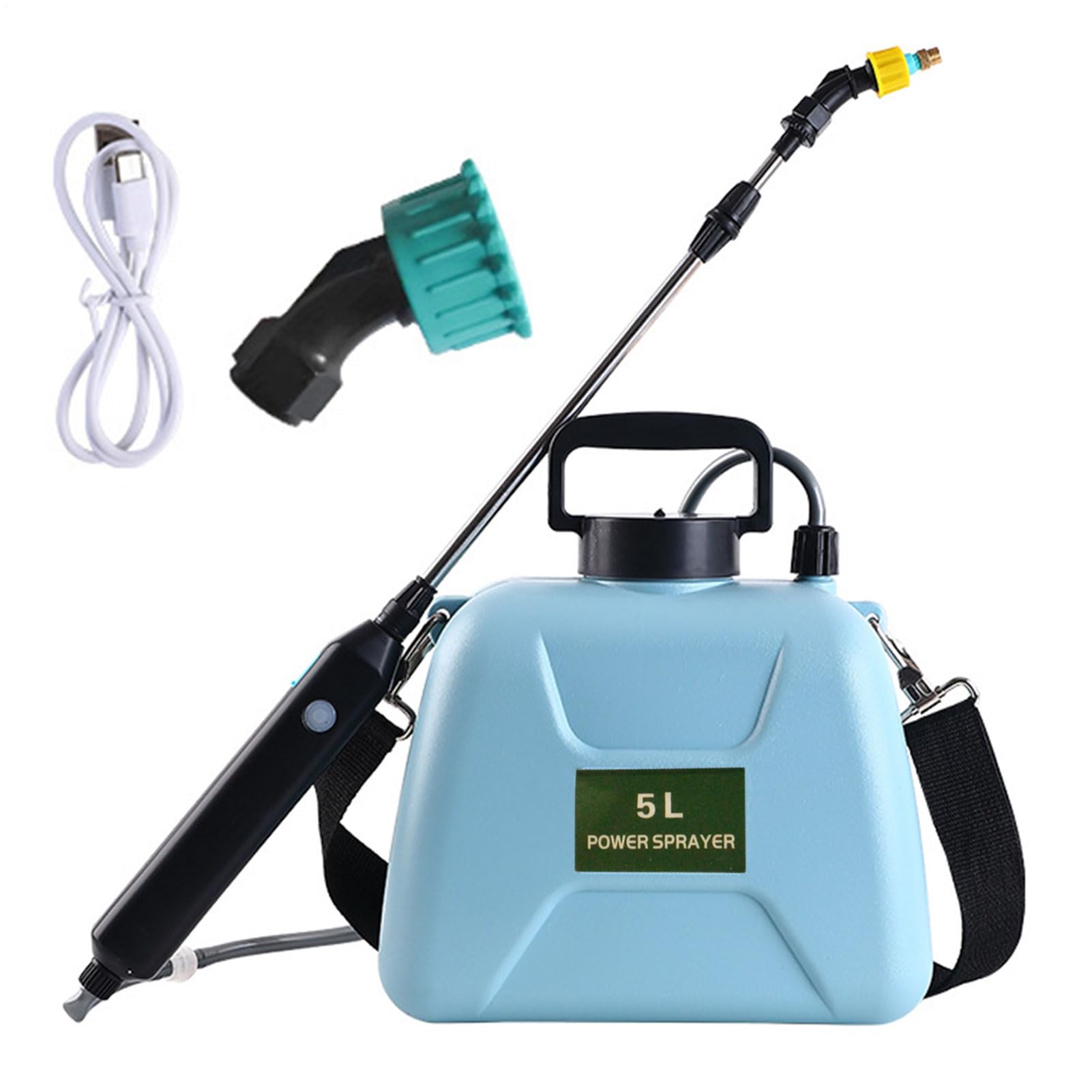 Spruzzatore alimentato a batteria 1/2 pezzi-spruzzatore per prato da | giardino 5L, spruzzatore d'acqua sul retro | Spruzzatore liquido da giardino con bacchetta telescopica, spruzzatore a pompa