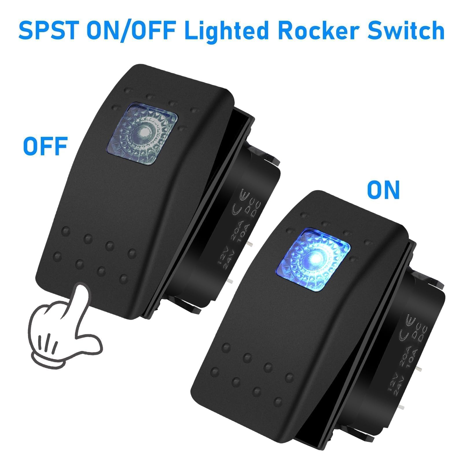 Linkstyle 8Pcs Lighted Rocker Toggle Switch, 12V 20A SPST 3 - View #3
