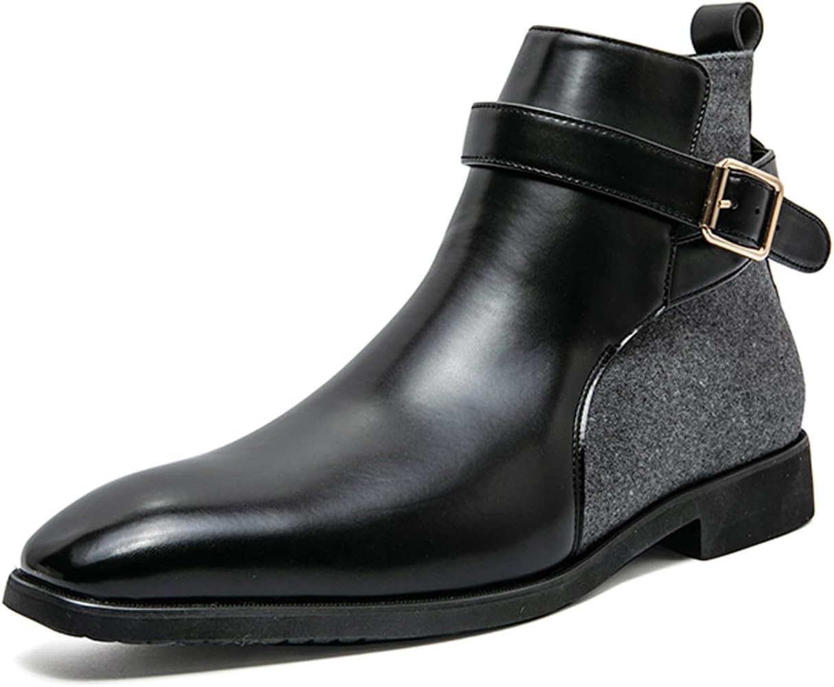 AMAZIDEAL Men's Leather Chelsea Boots - Slip-On Ankle Booties With Buckle, Non-Slip Sole - View #10