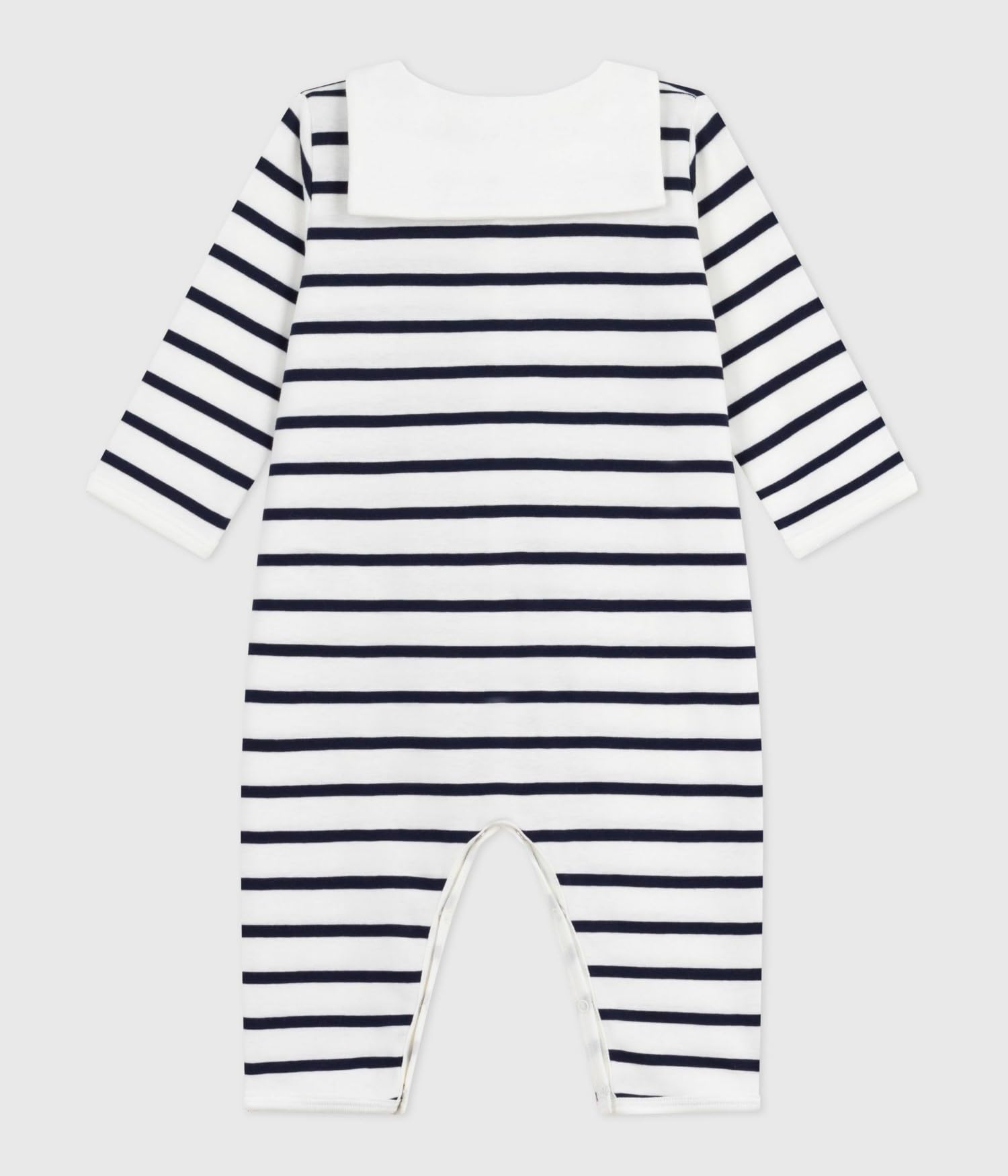Petit Bateau Pigiama Bambino in Cotone Senza Piedi con Colletto a Barca Stampato a Righe