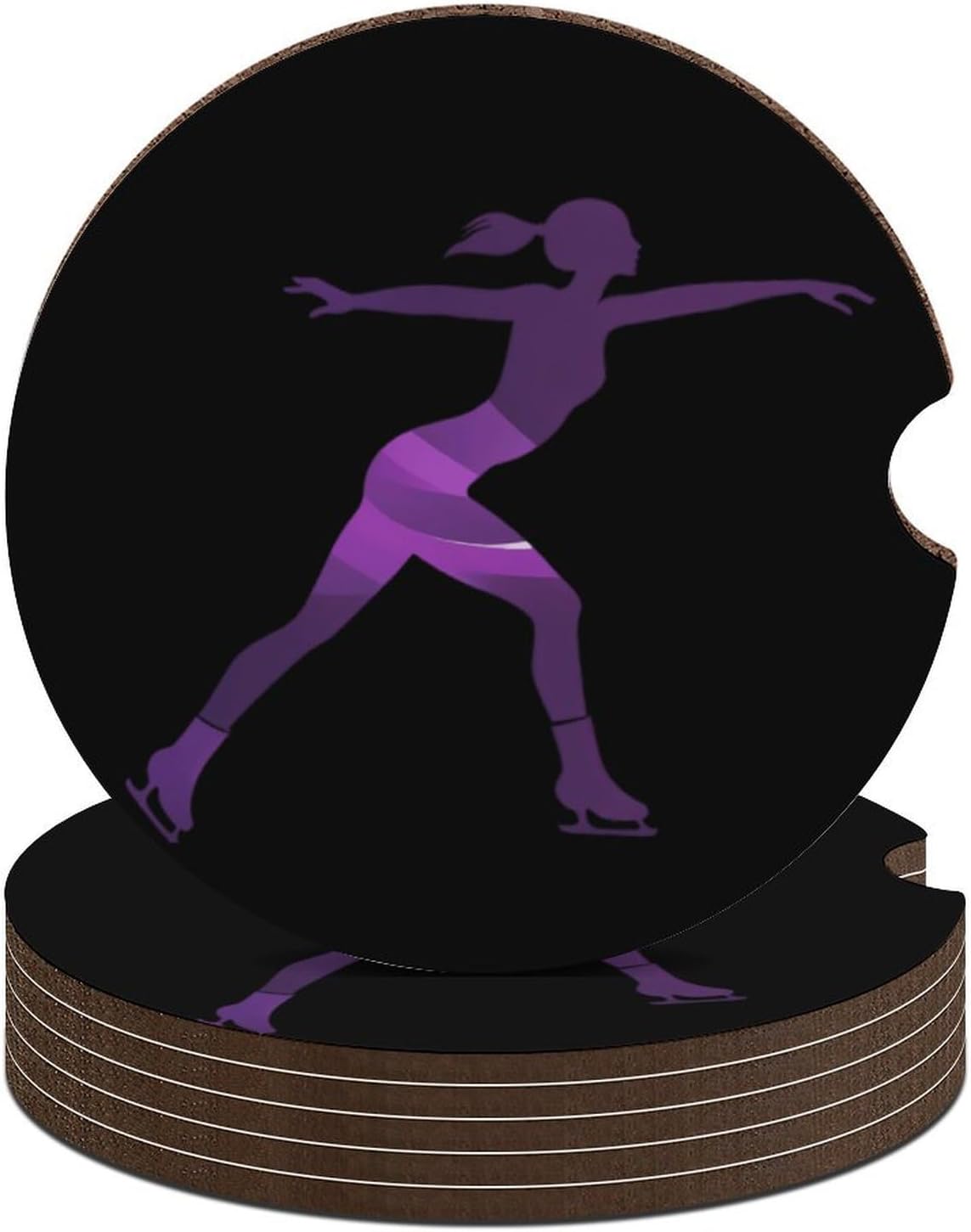 Skating Skater Cute Car Coasters 2.56 Inch Absorbent Cup Holder for Drinks Auto Interior Accessories