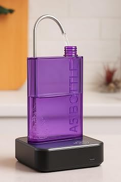 A5 Transparent Flat Flask Watercolor Thin Water Bottle (Purple)