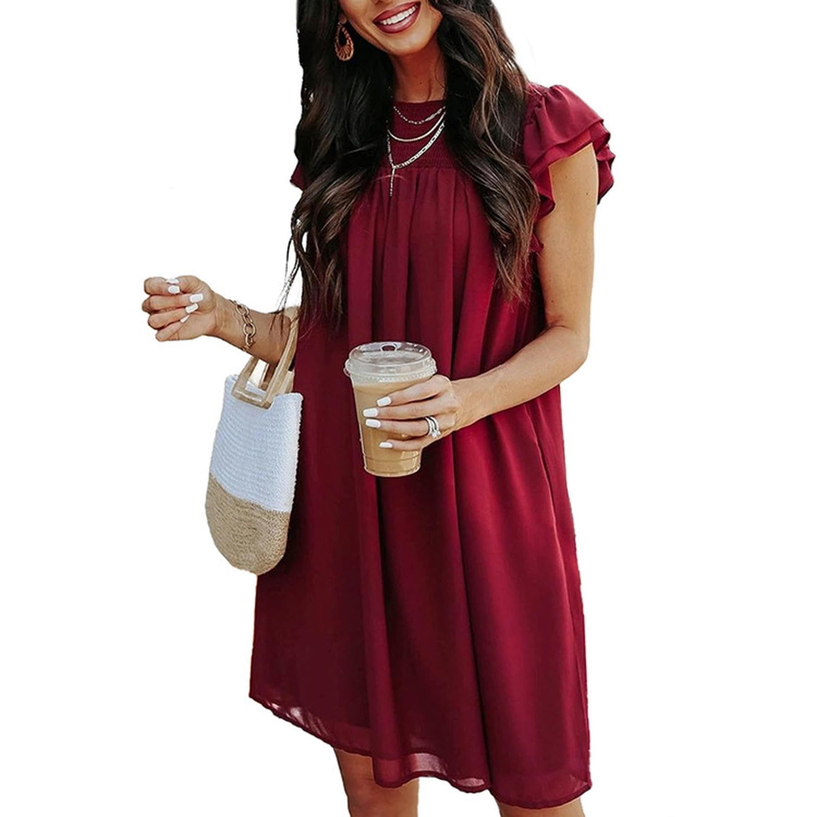 Robe d'été légère anti-transpiring coupe ample dissimulant les rondeurs
