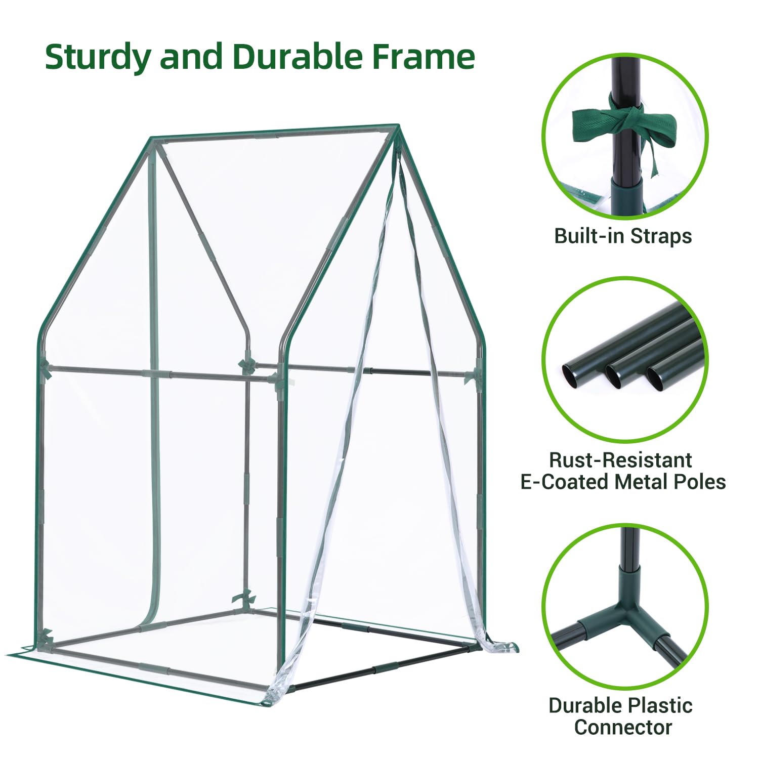 Ohuhu - Mini invernadero para interiores y exteriores: invernadero portátil con almohadilla impermeable para plantas pequeñas, germinación de vivero, 36 x 36 x 58.5 pulgadas, cubierta de PVC