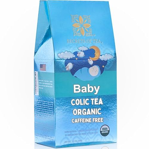 Secrets Of Tea Té de cólicos para bebés alivio de reflujo ácido barriga y sueño - Té calmante natural sin cafeína orgánica USDA para bebés y recién