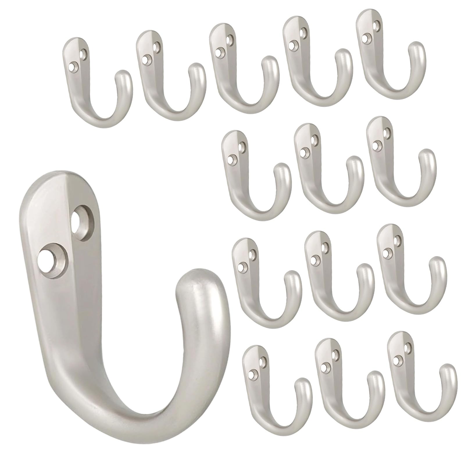 Tertioi Silver 20 Pcs Heavy Duty Wall Hooks Rustproof Multipurpose Home Storage Coat Jacket Robe Bag Purse Robe Hook