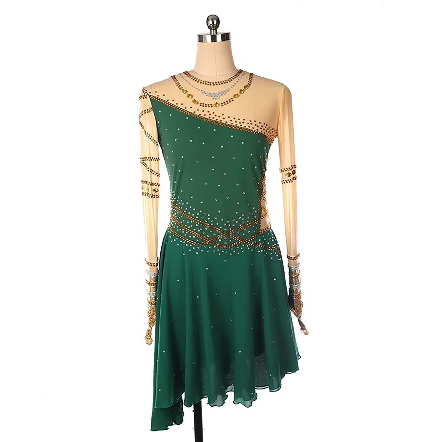 Vestido de Danza Latina para Mujer con Cristales Falda de Salón Salsa Tango Vestido de Patinaje Artístico