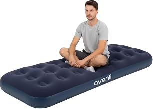 AVENLI Single-Size Inflatable Mattress 191 x 73 x 22 cm, 1 Person, Coil-Beam, Flocked Inflatable, Up to 150 kg, Blue, Camping Extra Bed Outdoor – Inflatable Mattress for 1 Person