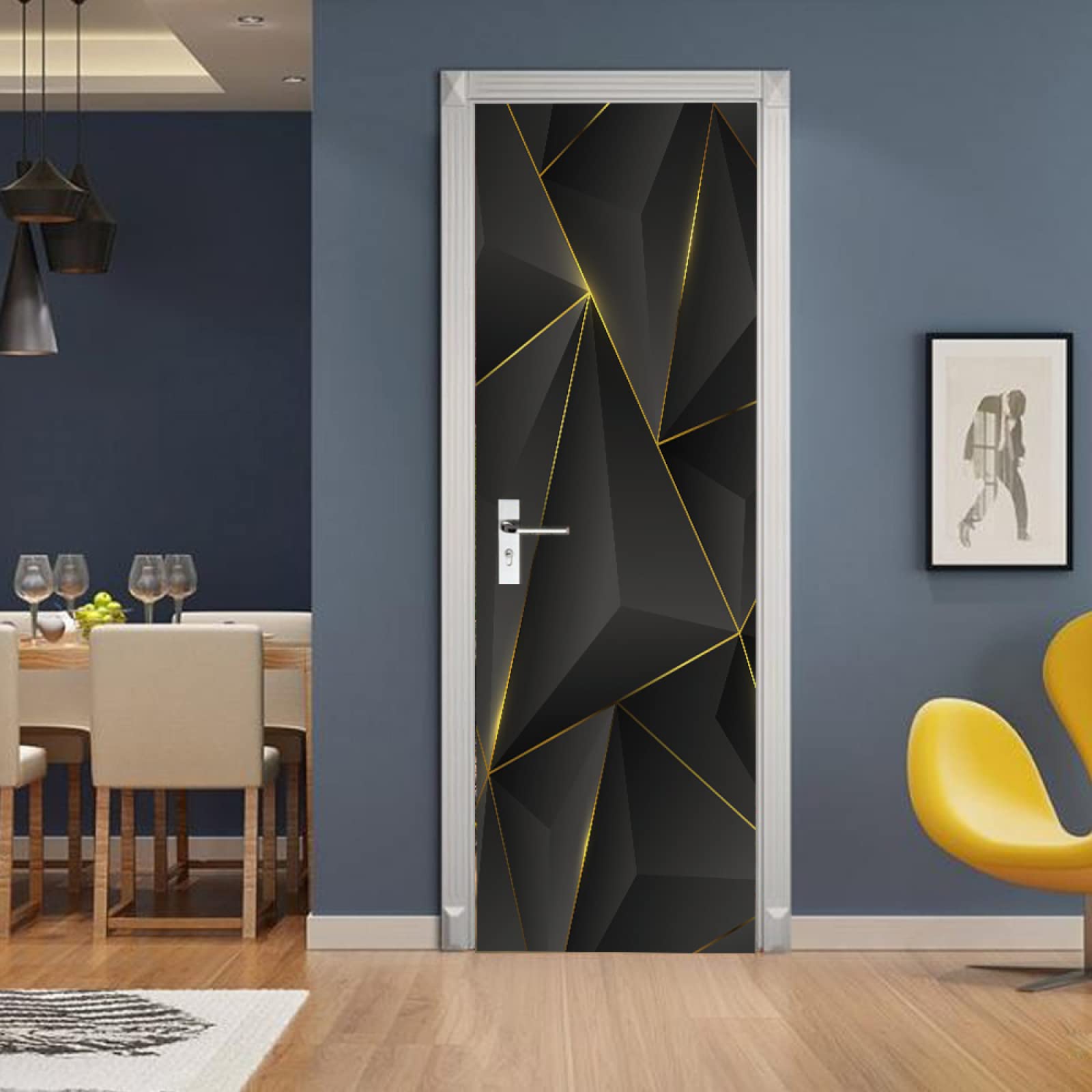 Trompe L'oeil 3d Stickers Porte éTape Auto-AdhéSive Murale DéCoration De La Maison Stickers Muraux Chambre Salon Affiche Amovible Art Autocollants-90x200 Cm Sticker Porte