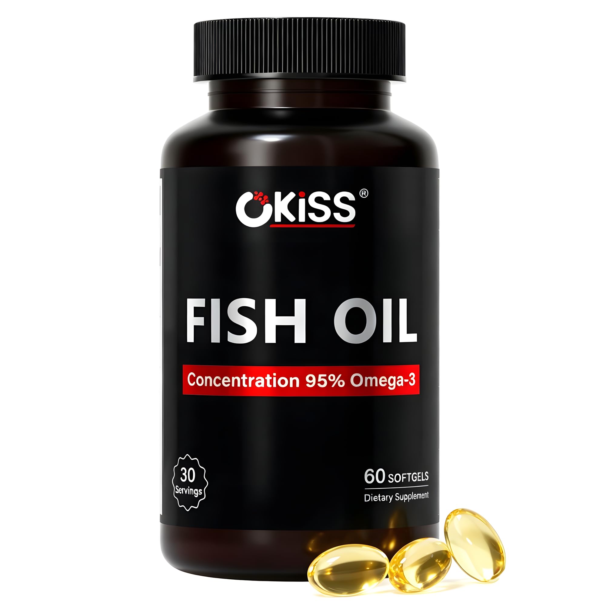 Okiss Mini Omega 3 Fish Oil Supplement - Triple Strength 1000mg Softgels