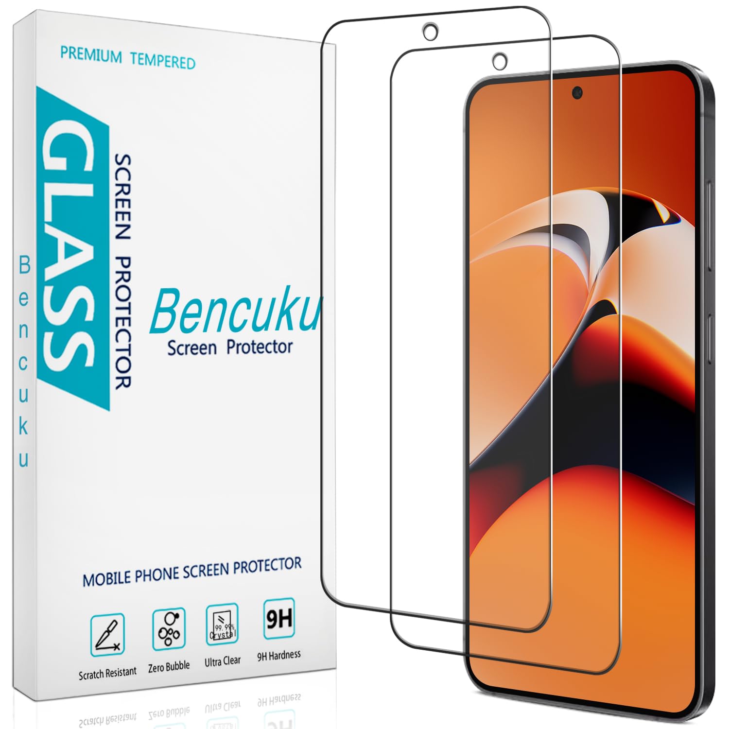 Paquete de 2 protectores de pantalla diseñados para Samsung Galaxy S24 FE 5G, vidrio templado, antiarañazos, compatible con fundas
