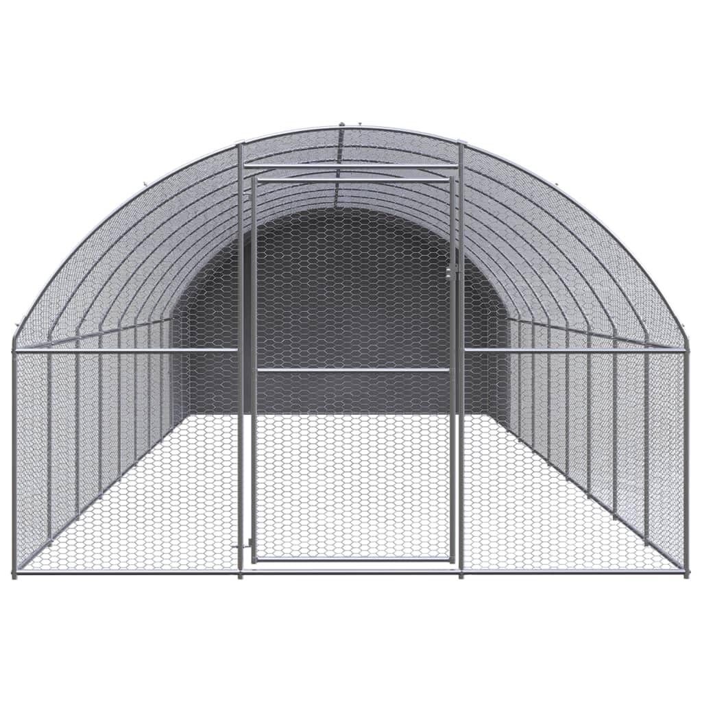 Gallinero de 3 x 10 x 2 m – Gran recinto exterior de acero galvanizado para aves de corral, gallinas y animales pequeños con toldo de polietileno, jaula de rueda libre resistente con malla de