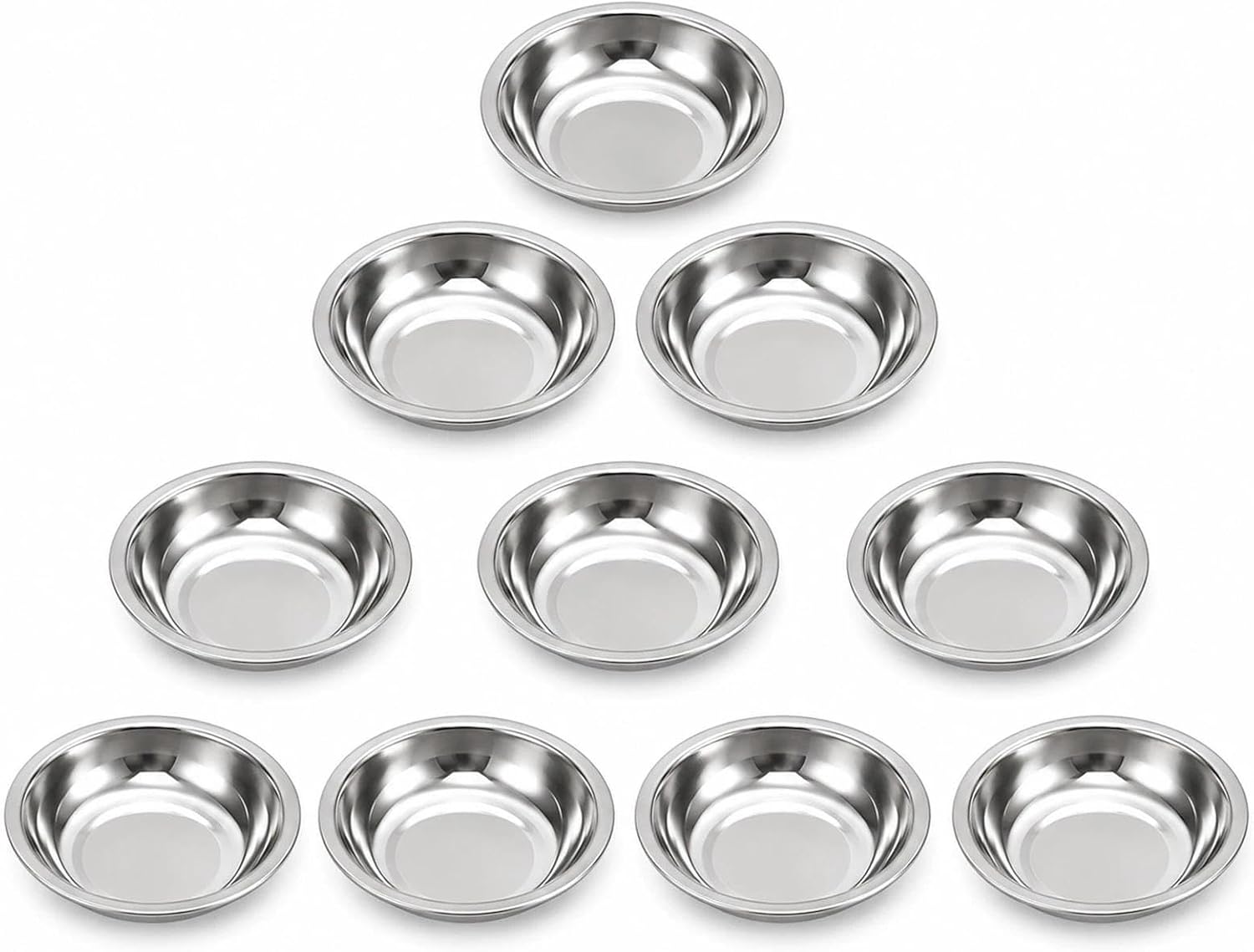 LOGOFUN 10 Pcs Stainless Steel Sauce Dishes 3 in Silver