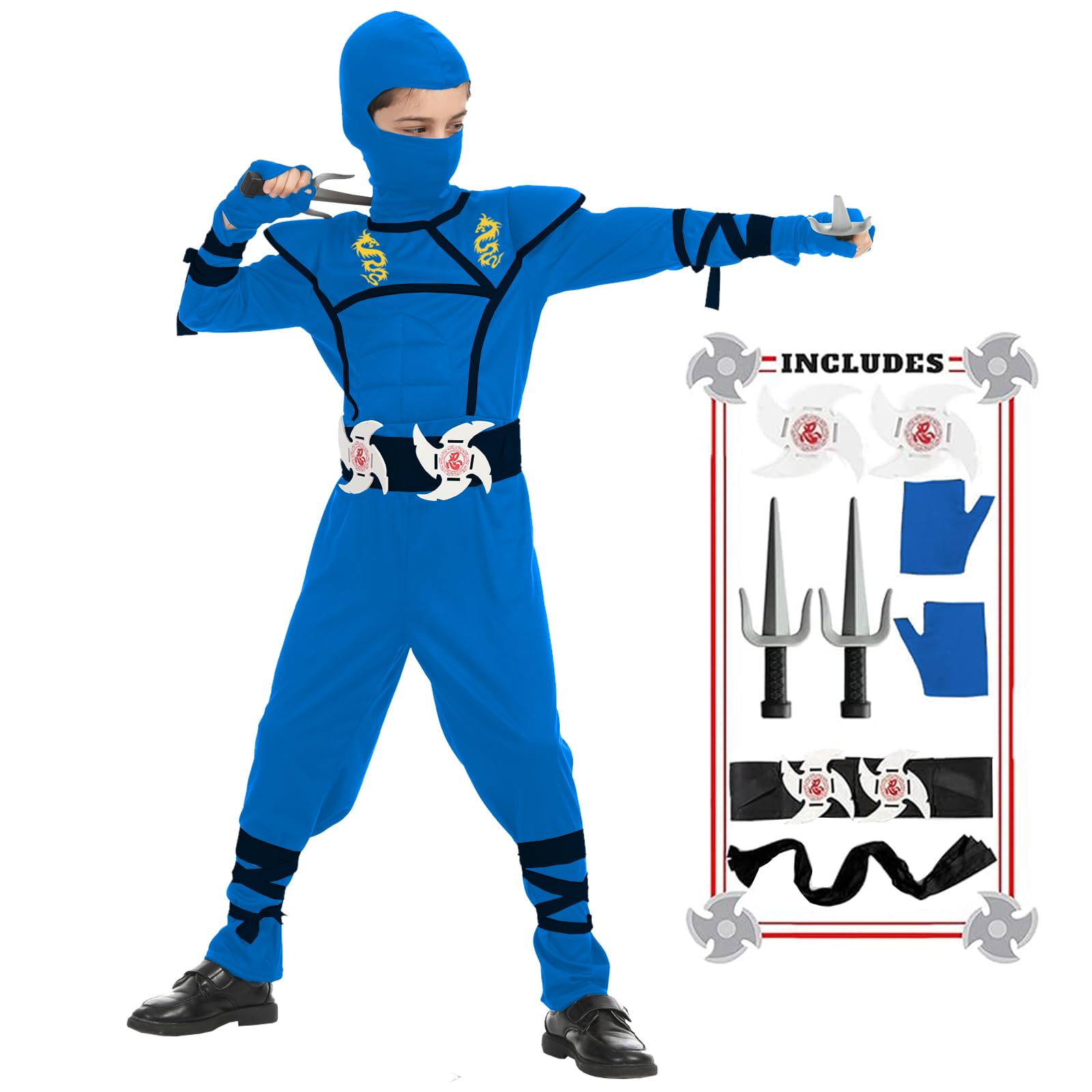 SATKULL Ninja Costumes Set Halloween Ninja Costume Dragon Ninjas AccessoriesToys for Kids Role Play