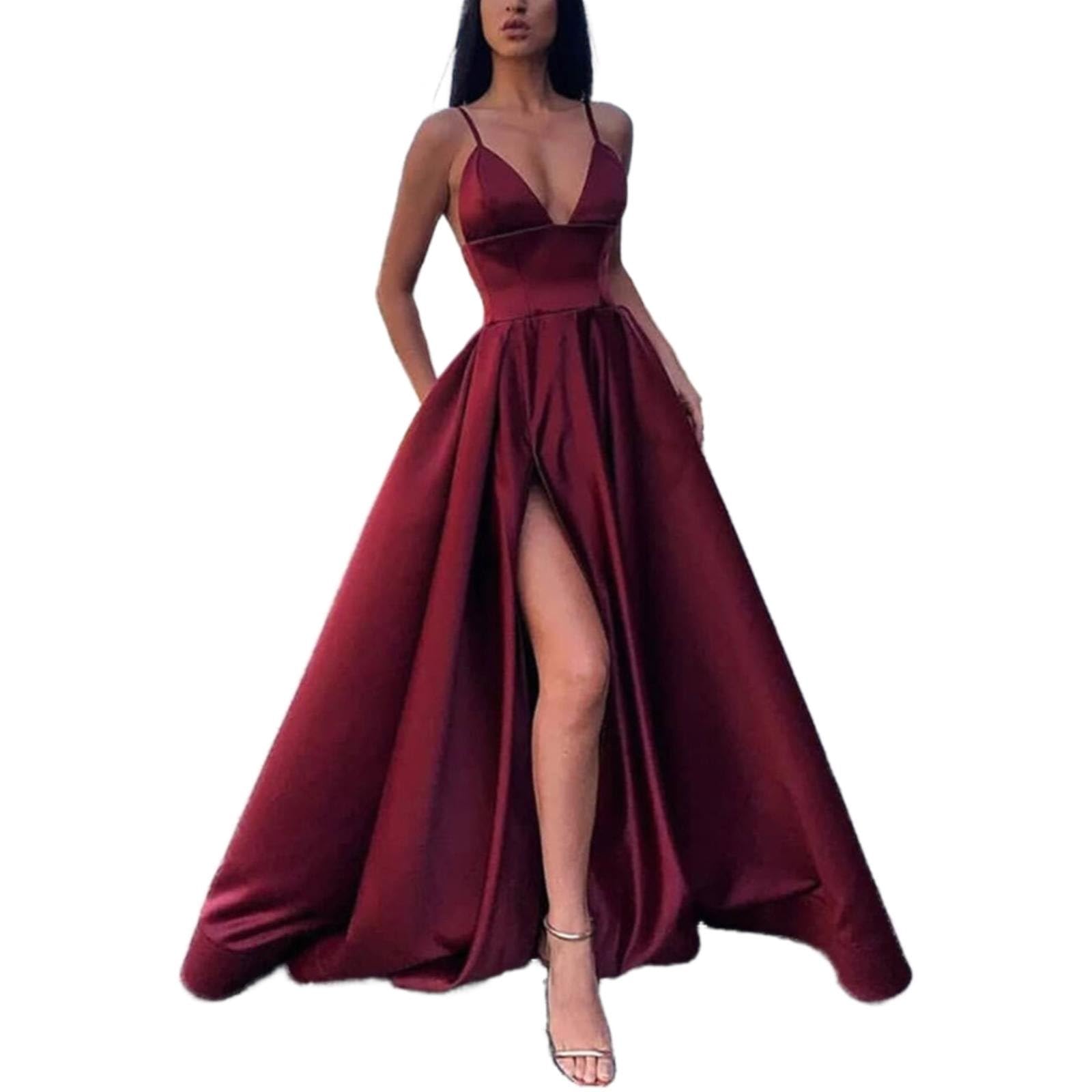 Robe de soirée halter au décolleté deep V plongeant et coupe slim fit ajustée - 6