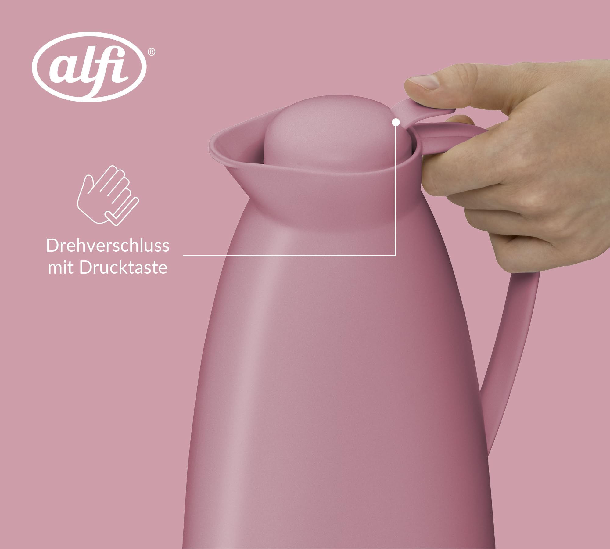 Thermos Alfi ECO 1.0L - Caraffa Termica Con Vetro Temperato, Pulsante Versamento, Verde Opaco - Foto 2