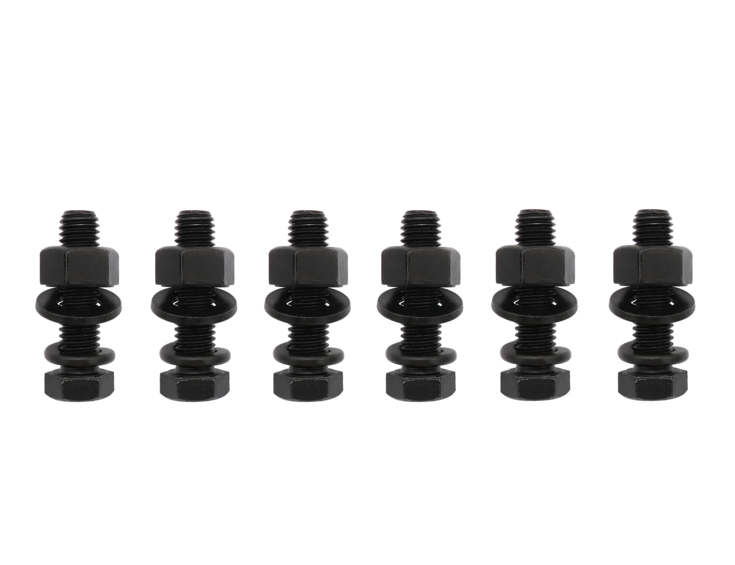 LBY 6 Sets 1/2-13×2'' Hex Head Screws Bolts(Fully Threaded), Nuts(Heavyd), Flat & Lock Washers Kit, Alloy Steel (Black)