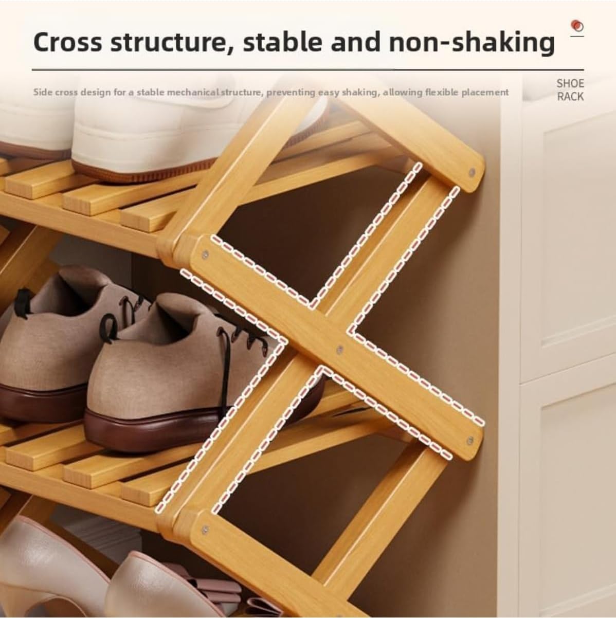 OUTMX Tall Bamboo Shoe Rack Organizer, Foldable 10-Tier Space-Saving Shoe Shelf with No Assembly Required, Narrow Storage Rack for Entryway, Closet and Bedroom(Style B,9 Layers)