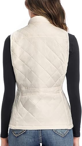 Miniatura 6 de LONGKING Chaleco de mujer, cuello alto, ligero, con cremallera, acolchado para mujer