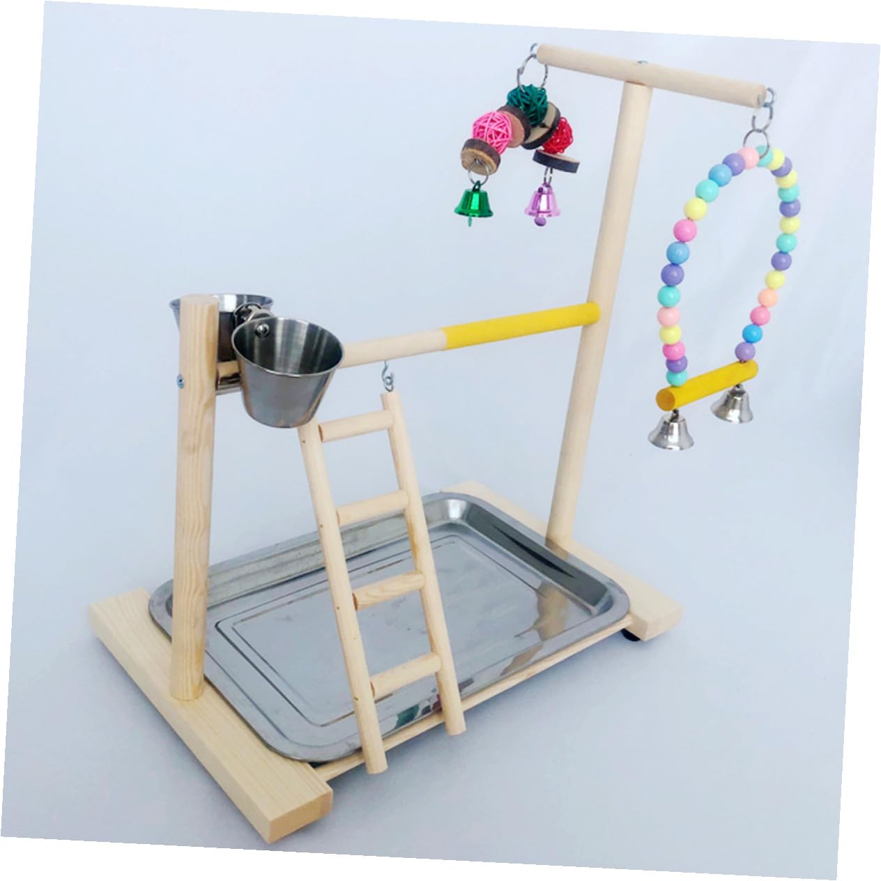 Toddmomy Vogelspielzeug und Edelstahl Vogel Haustierstand für Kleine Vögel und Papageien Leicht zu Installieren Entwickelt Gleichgewicht und Koordination für Zuhause und Zufällige Farbe