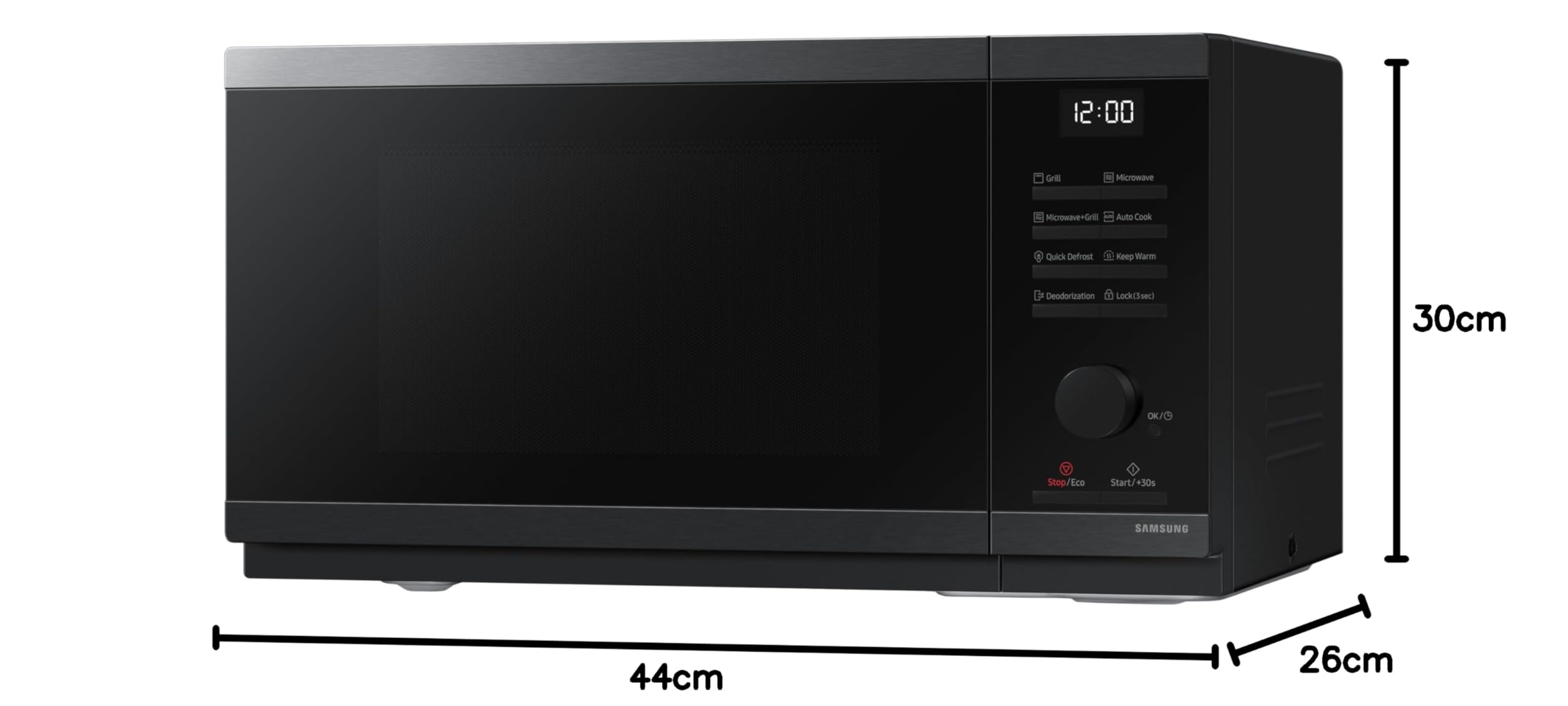 Samsung MG23DG4524AGE1 Micro-Ondes avec Gril, 23 L, 800 W, Noir
