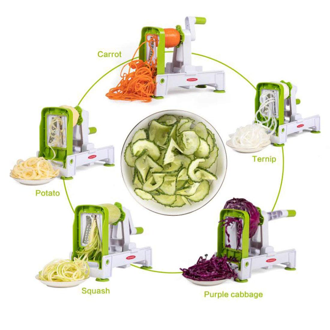 Tritaverdure Affettatrice A Spirale Da Cucina Affettatrice A Spirale Dicer, Grattugia Rotativa, Affettatrice Di Verdure, Spiralizzatore A Lama Affettatrice A Spirale for Verdure Più Resistente, Affett
