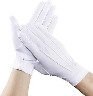 2 Paar Weiße Handschuhe Mit Knöpfen - Nylon Dünne Herren Kostüm Handschuhe Mit Ziernähten