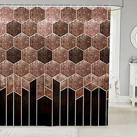 jejeloiu Geometric Waterproof Shower Curtains Khaki Marble Print Fabric Bathroom Shower Curtain Modern Design Curtain Soft Lightweight Curtains with Hooks 72" x 78" Cover