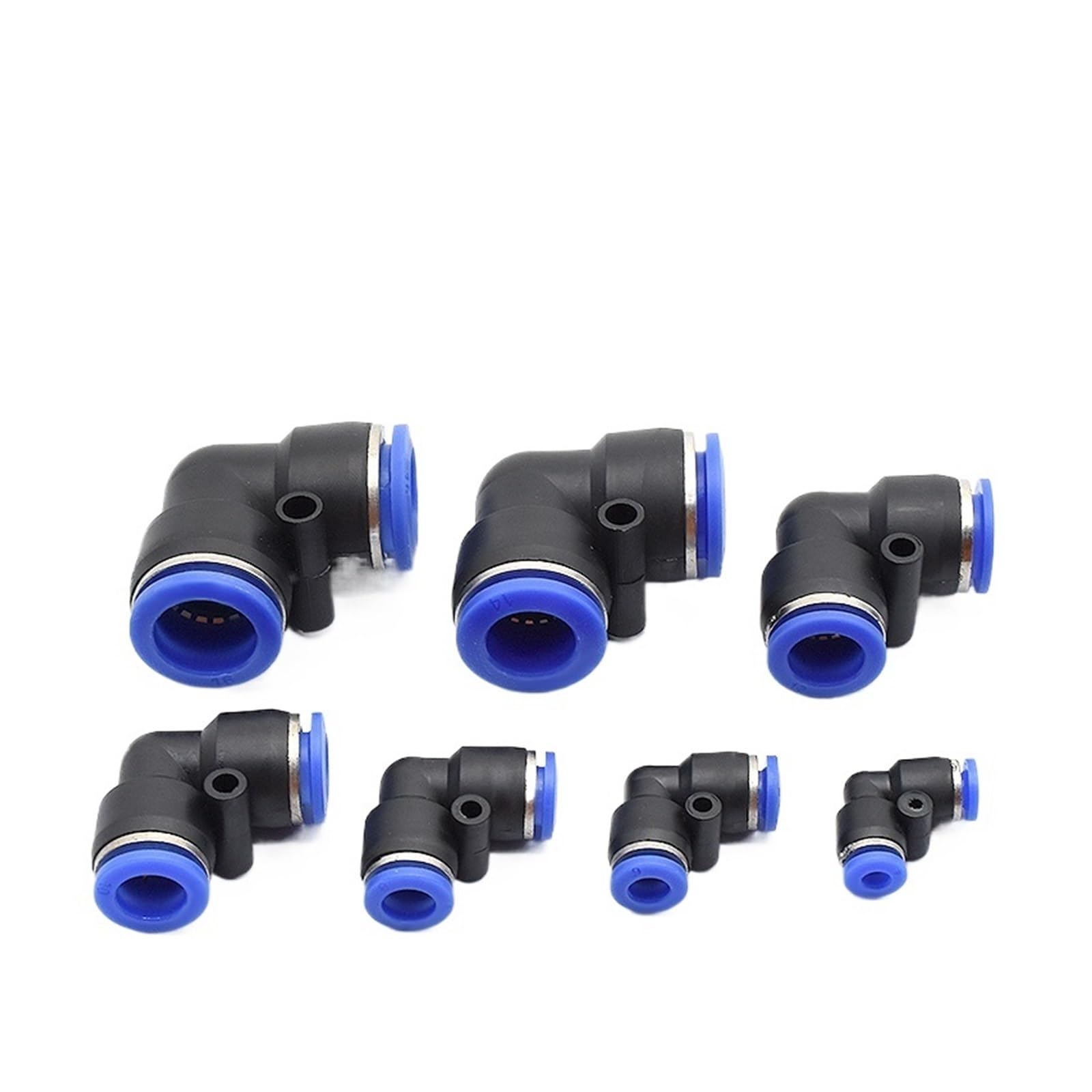 Kit de 50 acopladores rápidos de 90 Grados Tipo PV for Sistemas neumáticos (a Granel) - Conexiones versátiles de 4/6/8/10/12/16 mm(Pv-4mm)