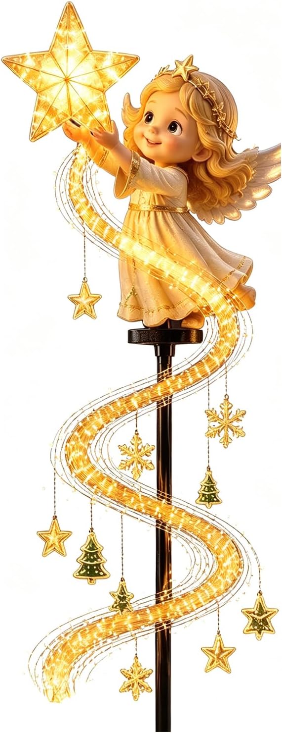 Solar Christmas Garden Stake Light, 23.6-25.6 Inch Spiral LED Decor，D