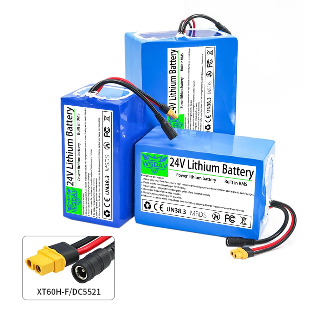 24-V-Lithium-Akku, wiederaufladbar, 10 Ah, 12 Ah, 15 Ah, 20 Ah, 25 Ah, 30 Ah, mit Ladegerät für 0–720-W-Motoren-Kit