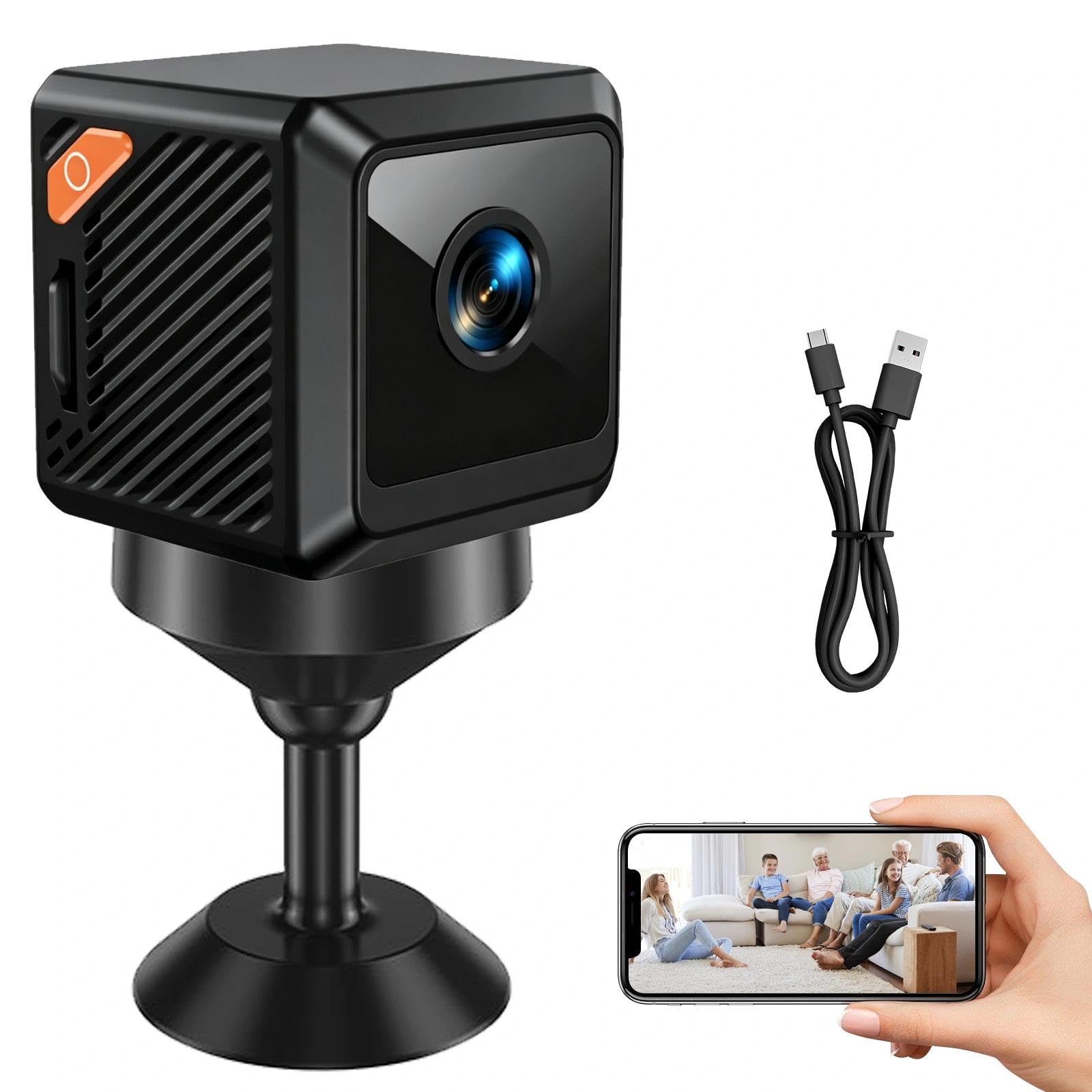 Mini Telecamera,Telecamera Spia Wifi Interno 1080p HD Visione Notturna WiFi Telecamera di Sicurezza Interna Rilevamento di Movimento Controllo Remoto Con App per Casa Bambini Anziani Animali Domestici