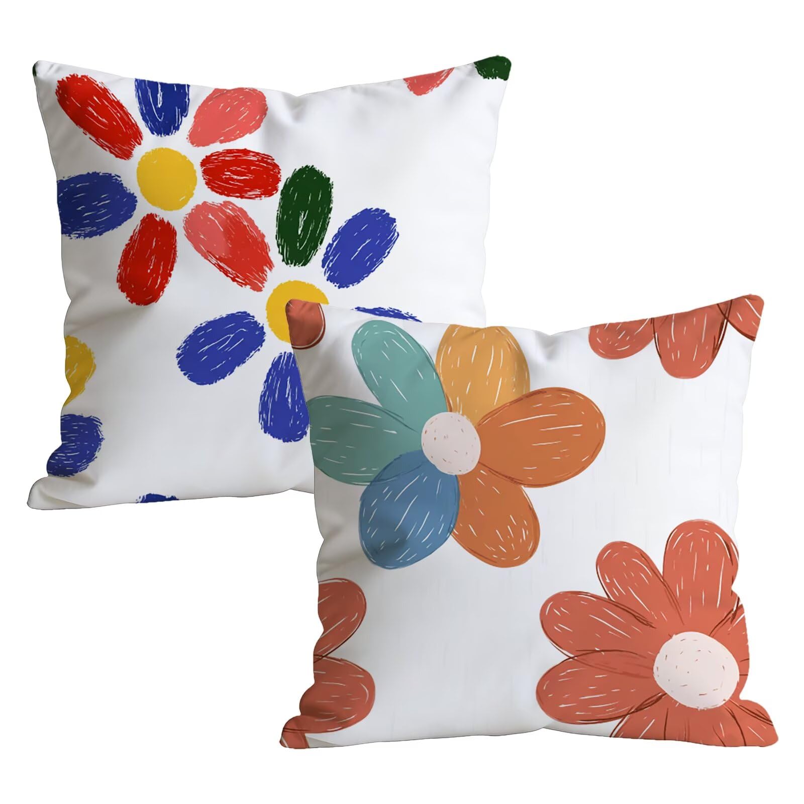 Funda cojin 80x80 cm en lino de alta densidad con diseño floral exclusivo W-P-10406 para salón