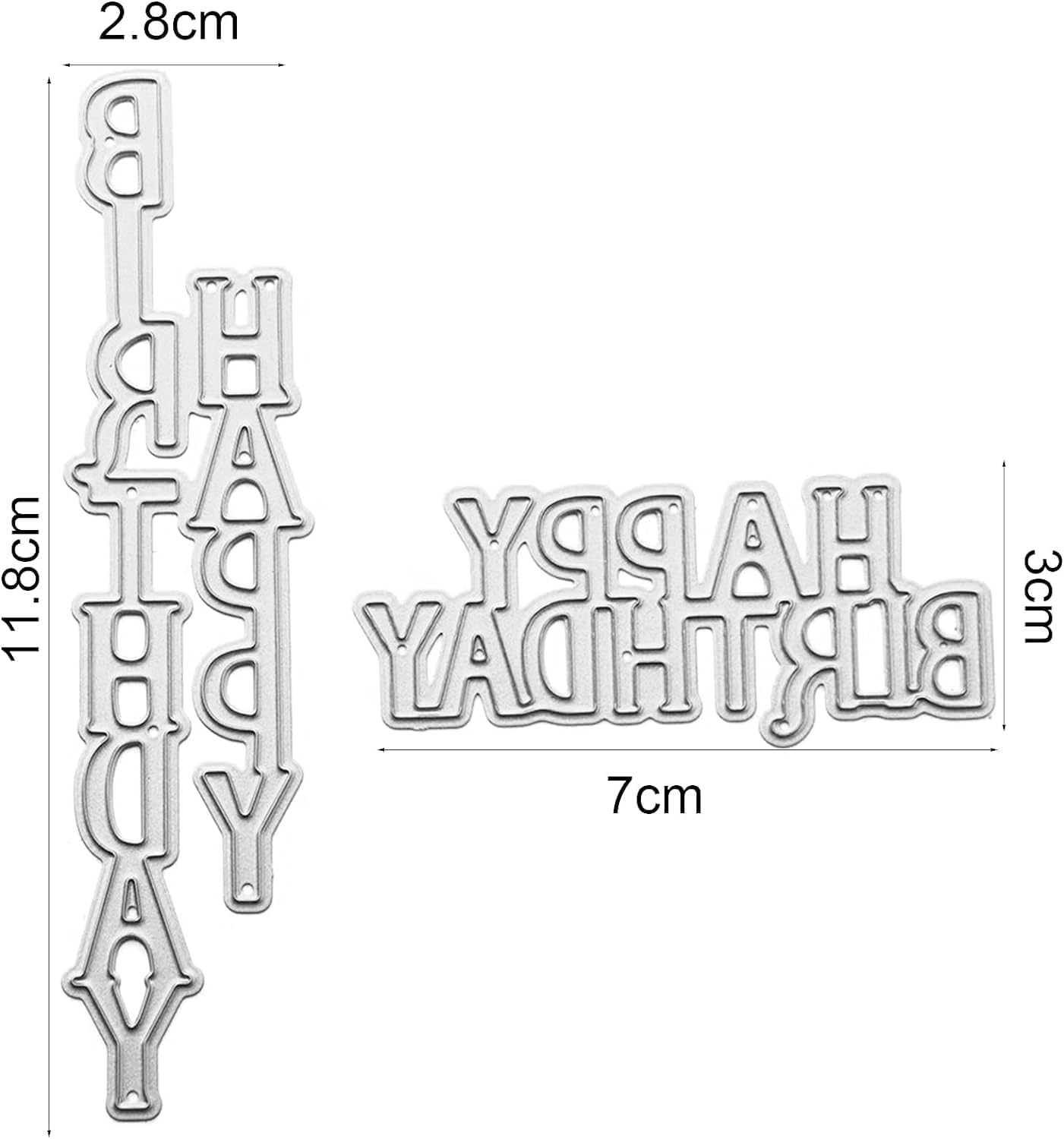 Silver Happy Birthday Metal Cutting Dies DIY Craft Carbon Steel Embossing Template Metal Cutting Dies Stencils Tool Word Cutting Die for Card Scrapbooking DIY Arts Crafts Die-Cuts
