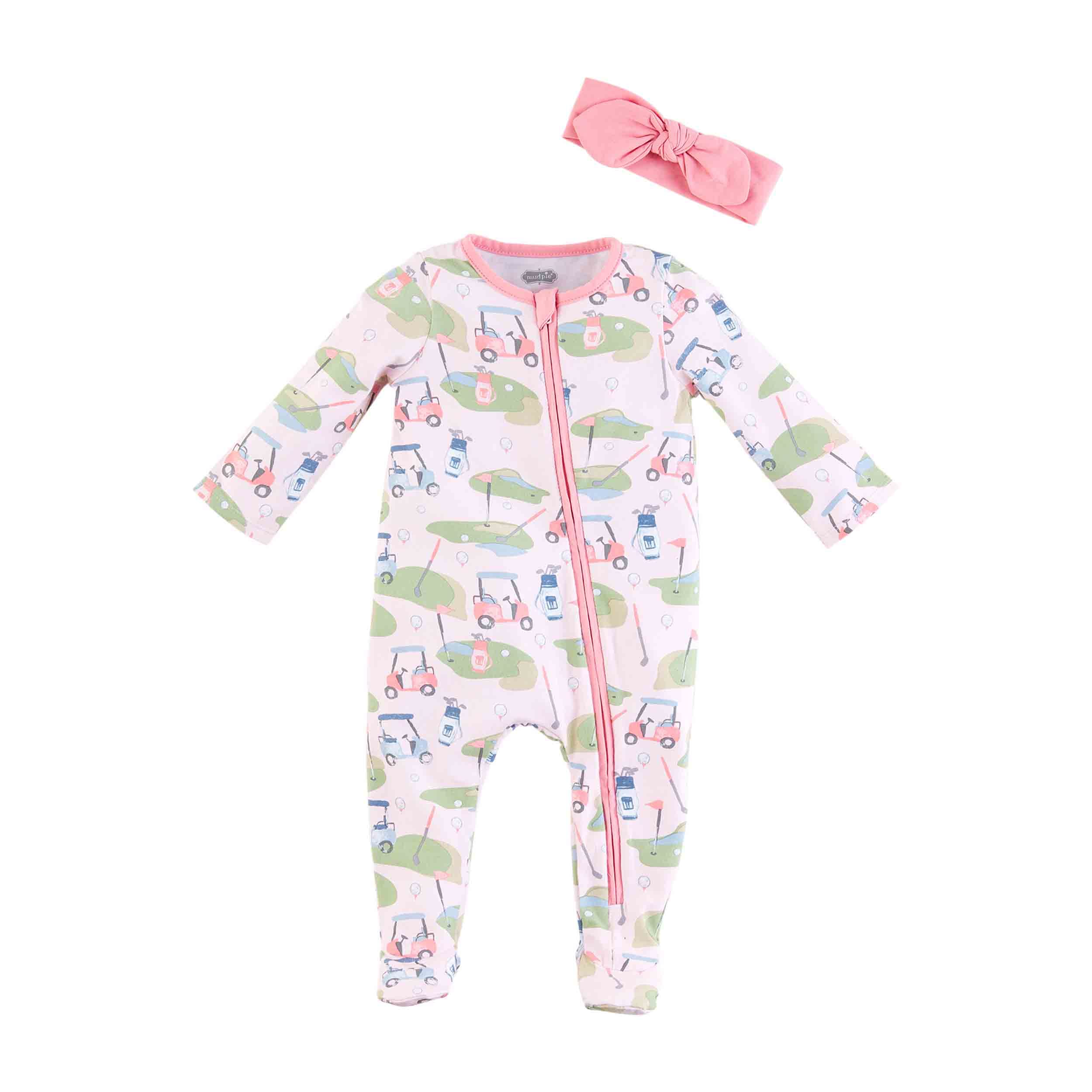 Mud PieBaby Girl Sleeper & Headband Set