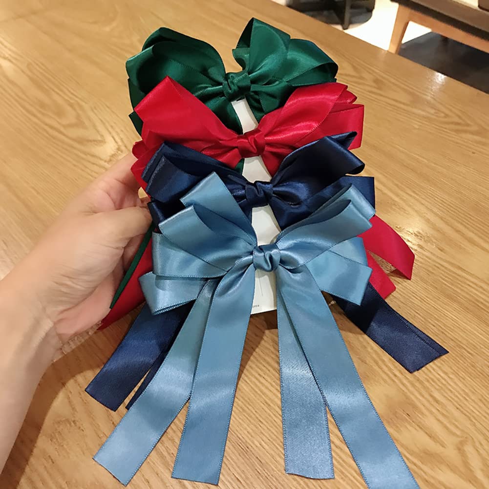Bow Hair Clip,4pcs Big Hair Bows Boutique Girls Alligator Clip Grosgrain Ribbon Headband 6 Colors For Toddlers Teens Kids Little Girls Barrettes